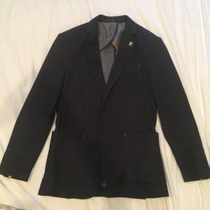 Zara Navy Unstructured Blazer